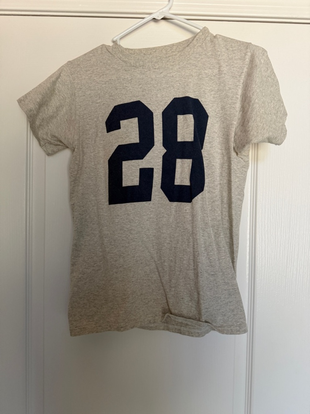 Brandy Melville Light Heather Gray Tee with Navy '28' Graphic